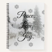 Snowfall Snowflakes Kerstzwarte witte schets Notitieboek (Voorkant)