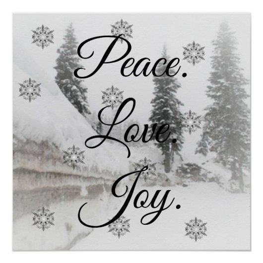 Snowfall Snowflakes Kerstzwarte witte schets Perfect Poster (Voorkant)