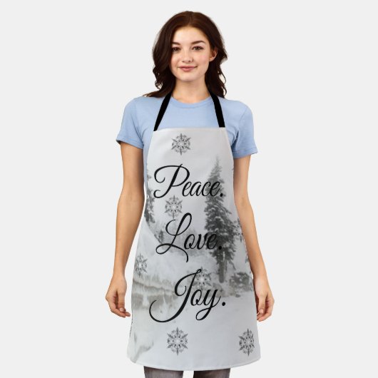 Snowfall Snowflakes Kerstzwarte witte schets Schort (Gedragen)