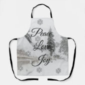 Snowfall Snowflakes Kerstzwarte witte schets Schort (Voorkant)