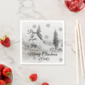 Snowfall Snowflakes Kerstzwarte witte schets Servet (Insitu)