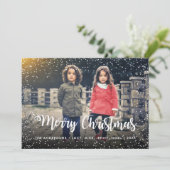 Snowfall voor prettige kerstfeestdagen feestdagenkaart (Staand voorkant)