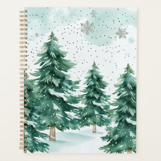 Snowfall Whispers – Winter Forest Notebook Planner (Voorkant)