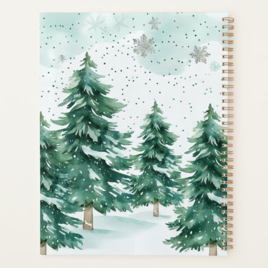 Snowfall Whispers – Winter Forest Notebook Planner (Achterkant)
