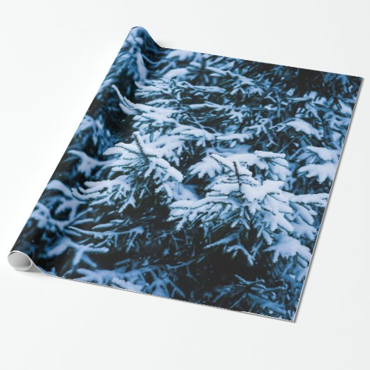 Snowfall Winter Kerstboom Cadeaupapier (Uitgerold)