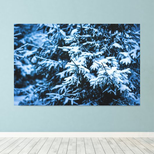 Snowfall Winter Kerstboom Canvas Afdruk (Insitu (Houten vloer))