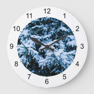 Snowfall Winter Kerstboom Grote Klok