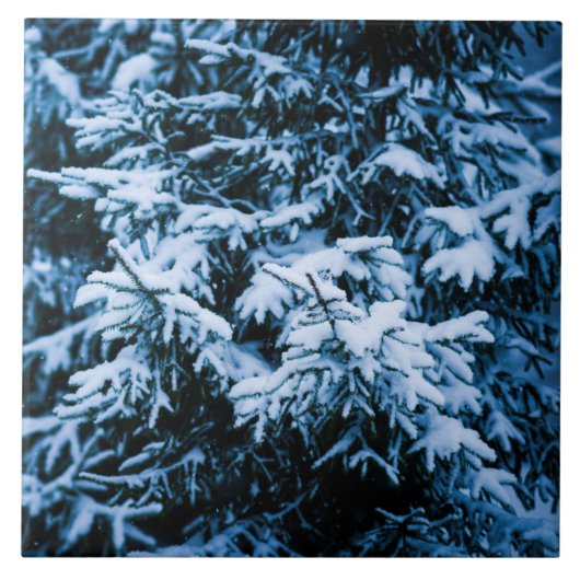 Snowfall Winter Kerstboom Tegeltje (Voorkant)