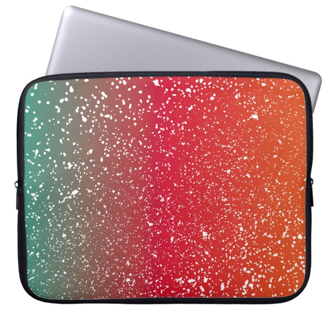 Snowfalls on colourful background vintageabstract, laptop sleeve (Voorkant)
