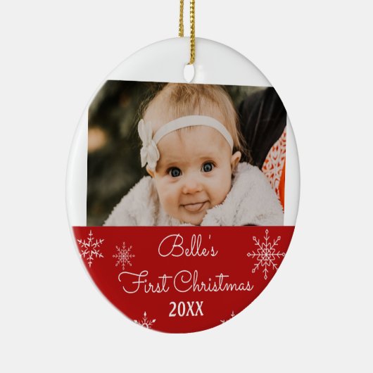 Snowflake 1e kerstfoto-versiering keramisch ornament (Rechts)