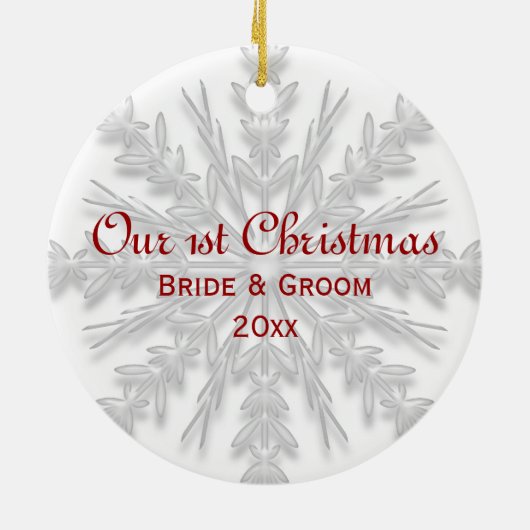 Snowflake 1e Kerstmis Together Foto Ornament (Achterkant)