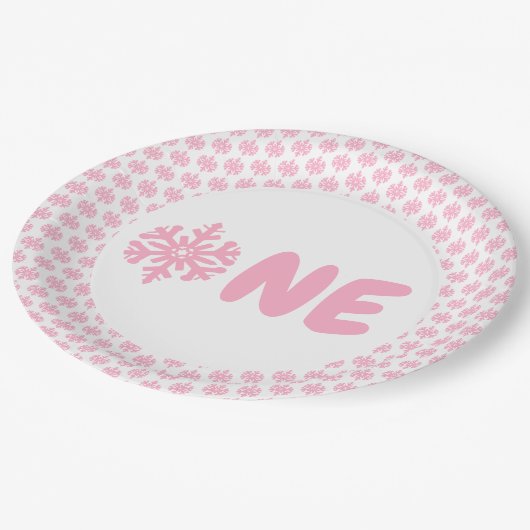 Snowflake 1e verjaardag papieren bordje (Gekanteld)