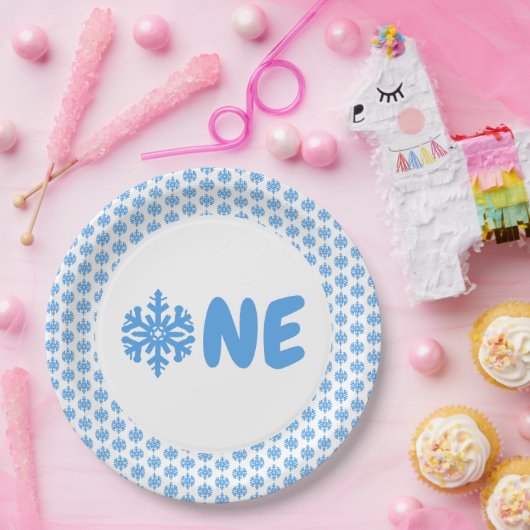 Snowflake 1e verjaardag papieren bordje (Feest)