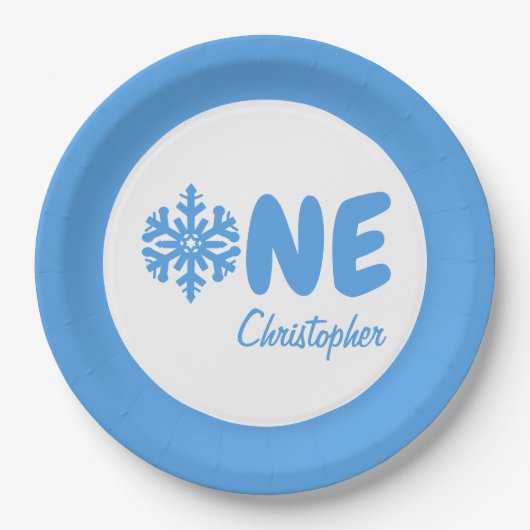Snowflake 1e verjaardag papieren bordje (Voorkant)