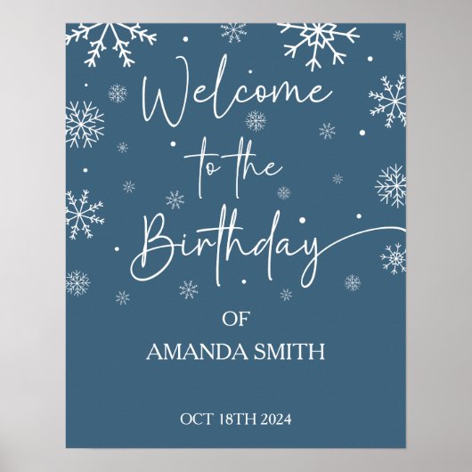 Snowflake 1e verjaardag Winter Welkom Poster (Voorkant)