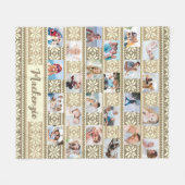 Snowflake 24 Foto Brown Faux Sweater Personalized Fleece Deken (Voorkant (Horizontaal))