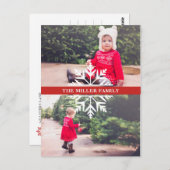 Snowflake 2-Photo Holiday Briefkaart (Voorkant / Achterkant)