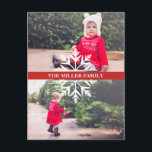 Snowflake 2-Photo Holiday Briefkaart<br><div class="desc">Vakantievoedfoto-briefkaart met een sneeuwvlokbanner met jouw naam.</div>