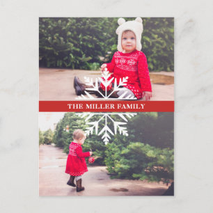 Snowflake 2-Photo Holiday Briefkaart