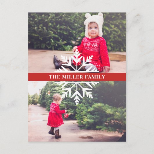 Snowflake 2-Photo Holiday Briefkaart (Voorkant)