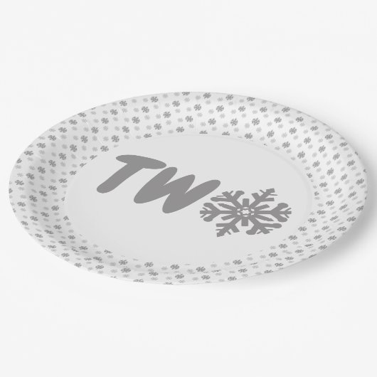 Snowflake 2e verjaardag papieren bordje (Gekanteld)