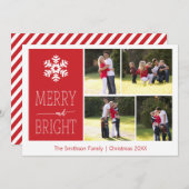 Snowflake 4-fotokaart voor Merry en Bright Snowfla Feestdagenkaart (Voorkant / Achterkant)