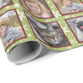 Snowflake 5 Aangepaste reeks Foto Collage Green Ea Cadeaupapier (Rol Hoek)