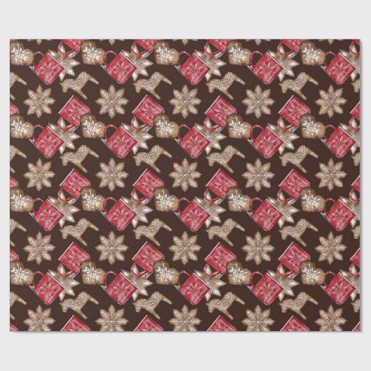 Snowflake Abstracte kerstfeestdag Cadeaupapier (Vlak)