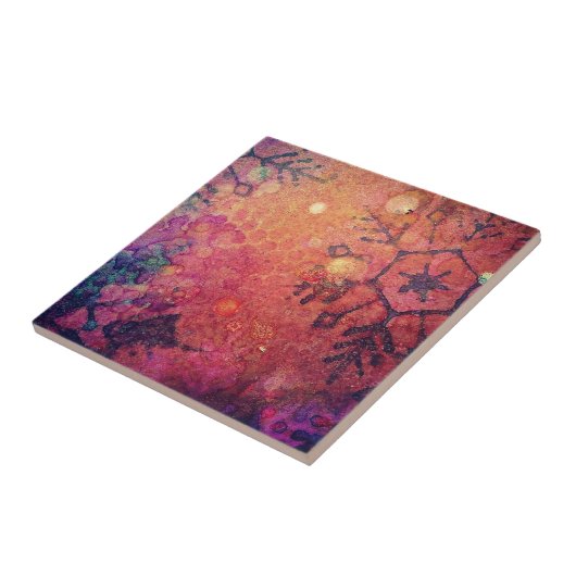 Snowflake Abstracte Mixed Media Tegeltje (Zijkant)