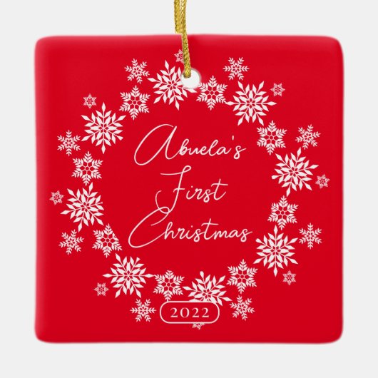 Snowflake Abuela's eerste kerst Keramisch Ornament (Voorkant)
