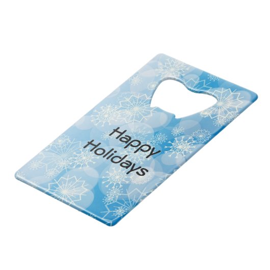 Snowflake achtergrond creditkaart flessenopener (Voorkant Gekanteld)