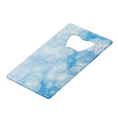 Snowflake achtergrond creditkaart flessenopener (Achterkant Gekanteld)