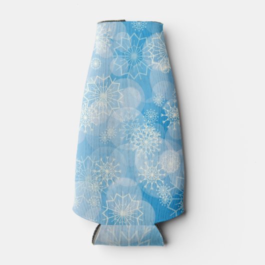 Snowflake achtergrond flesjeskoeler (Voorkant)