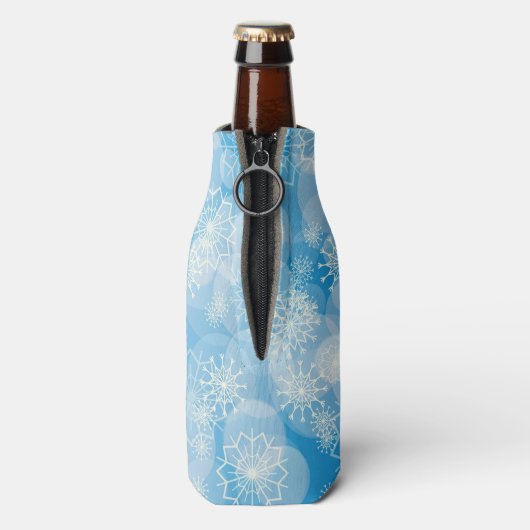 Snowflake achtergrond flesjeskoeler (Fles Achterkant)
