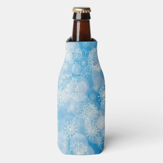 Snowflake achtergrond flesjeskoeler (Fles Voorkant)