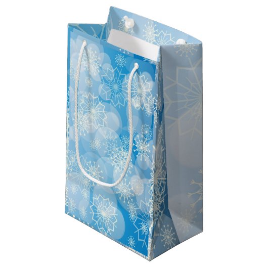 Snowflake achtergrond klein cadeauzakje (Voorkant Gekanteld)