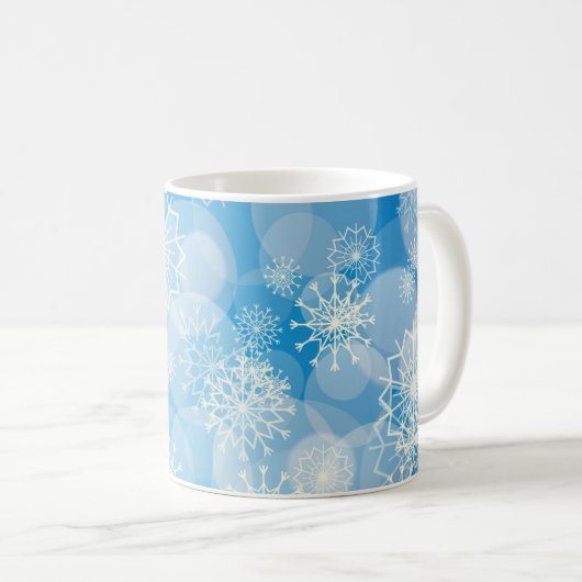 Snowflake achtergrond koffiemok (Voorkant rechts)