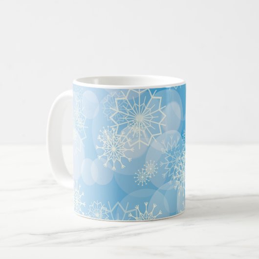 Snowflake achtergrond koffiemok (Voorkant links)
