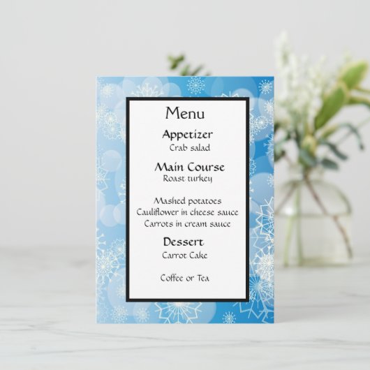 Snowflake achtergrond menu (Staand voorkant)