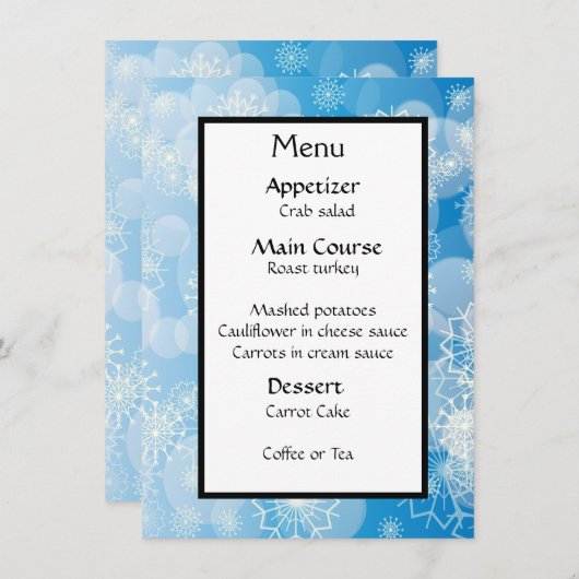 Snowflake achtergrond menu (Voorkant / Achterkant)