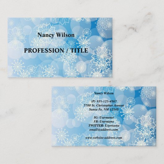 Snowflake achtergrond visitekaartje (Voorkant / Achterkant)