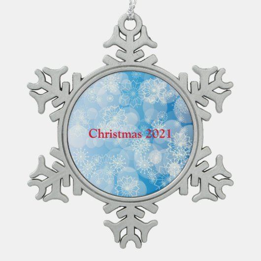 Snowflake-achtergrondmetaalversiering Tin Sneeuwvlok Ornament (Voorkant)