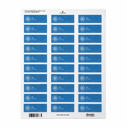  Snowflake Address Label Sjabloon (Full Sheet)