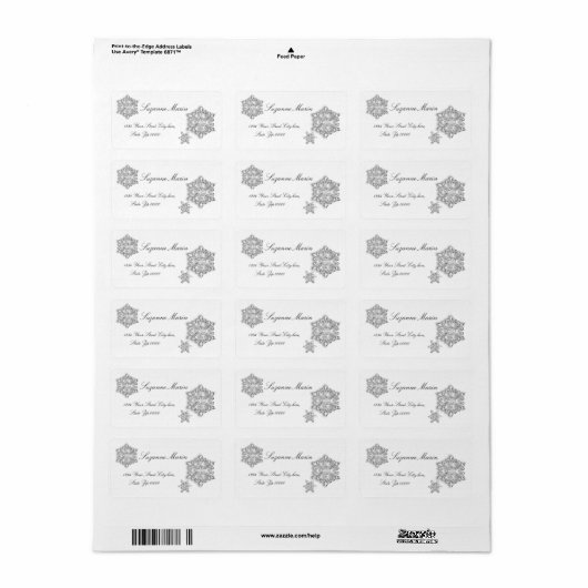 Snowflake Adresetiketten Etiket (Full Sheet)