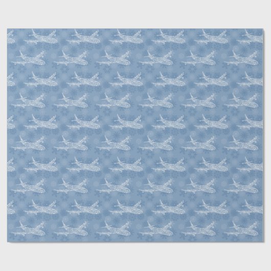 Snowflake Airplane on blue - Cadeaupapier (Vlak)