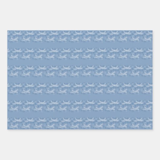 Snowflake Airplane on blue - Inpakpapier Vel (Voorkant 3)