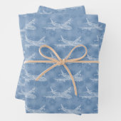 Snowflake Airplane on blue - Inpakpapier Vel (In situ)