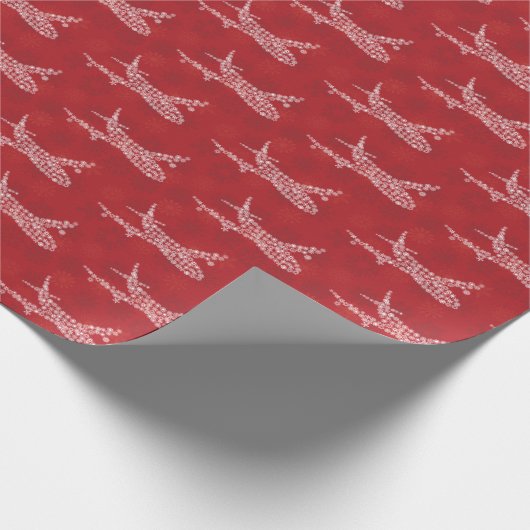 Snowflake Airplane on red. Cadeaupapier (Hoek)