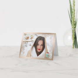 Snowflake and Birds Overlay Foto met kerstmis Kaar Feestdagen Kaart