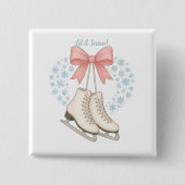 Snowflake and Ice Skates Vierkante Button 5,1 Cm (Voorkant)
